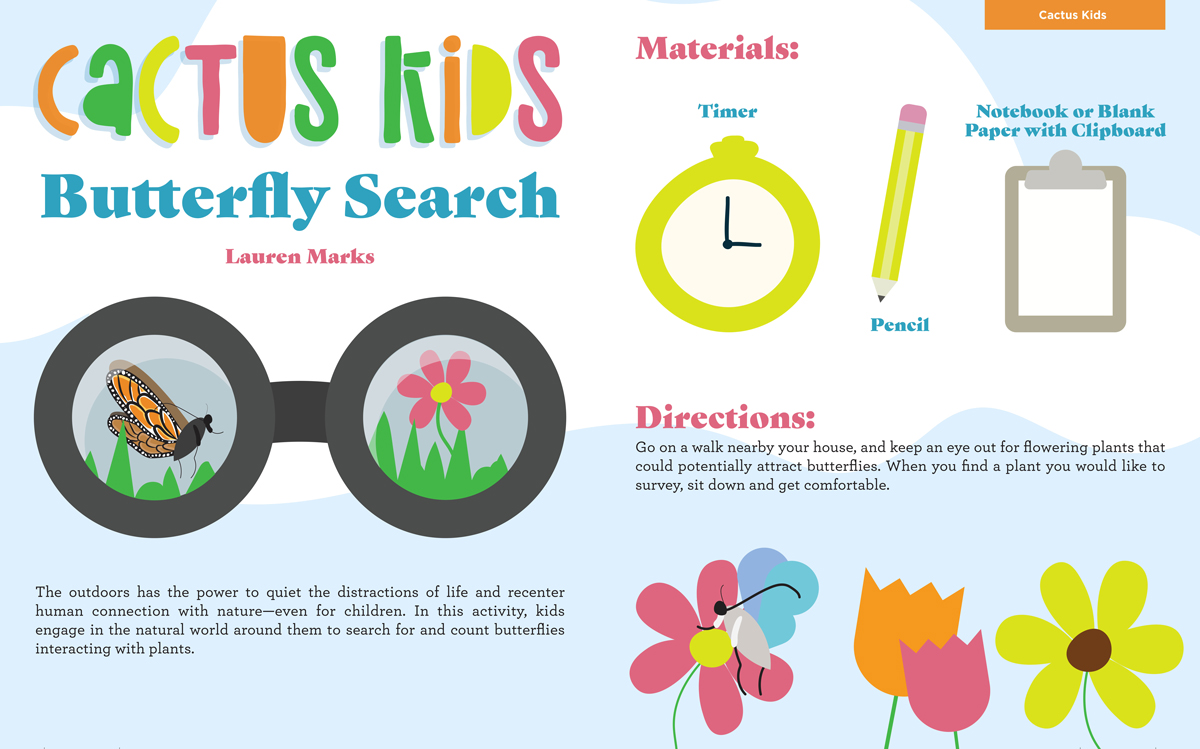 Instrucciones de búsqueda de mariposas Cactus Kids