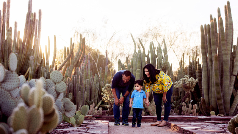 Family visiting the Desert Botanical Garden