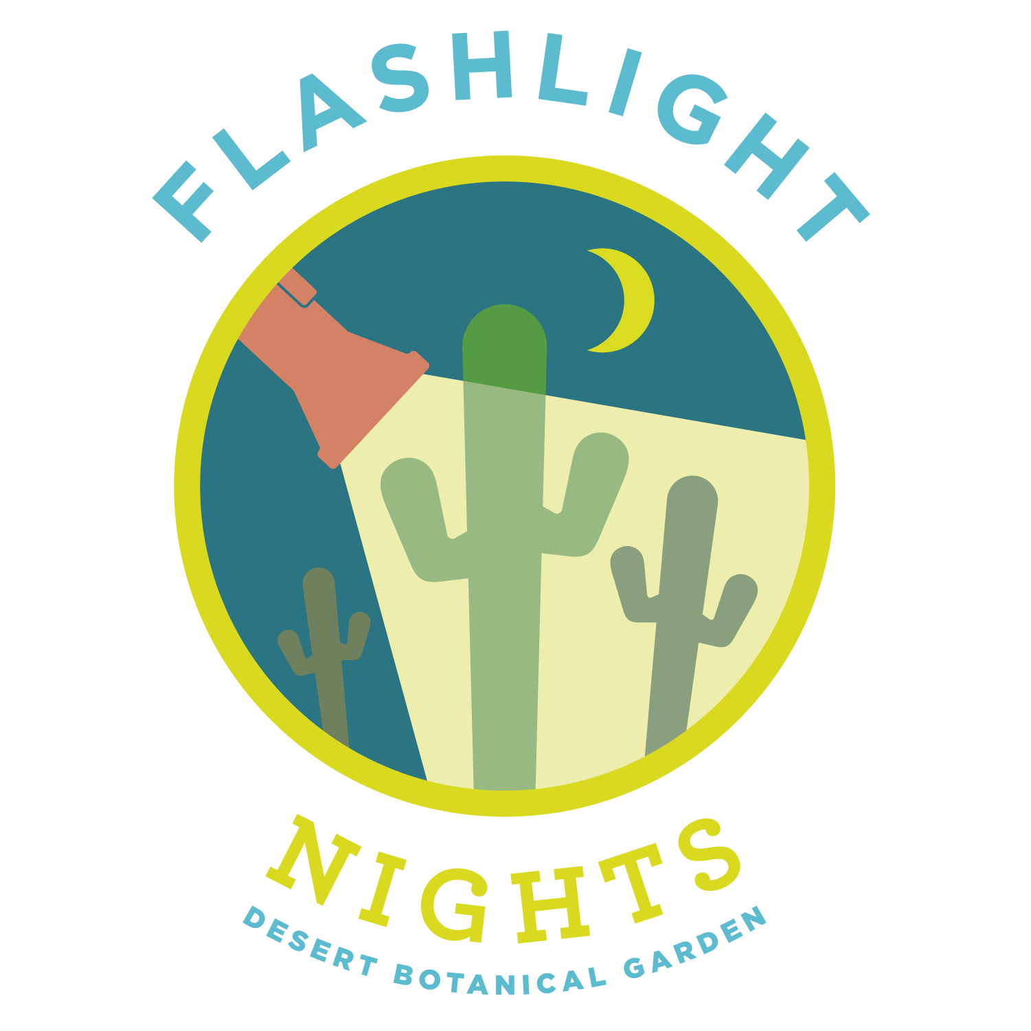Noches de linterna en el logotipo del Jardín Botánico del Desierto