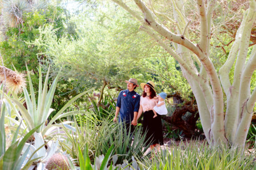 Young family strolling through the Garden