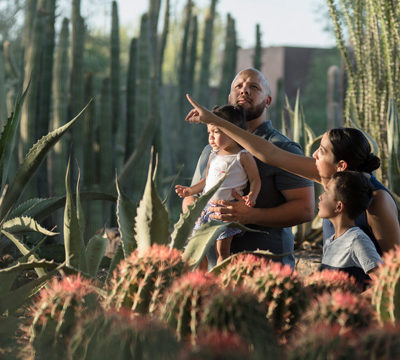 Family in Ottosen Entry Garden Sunset