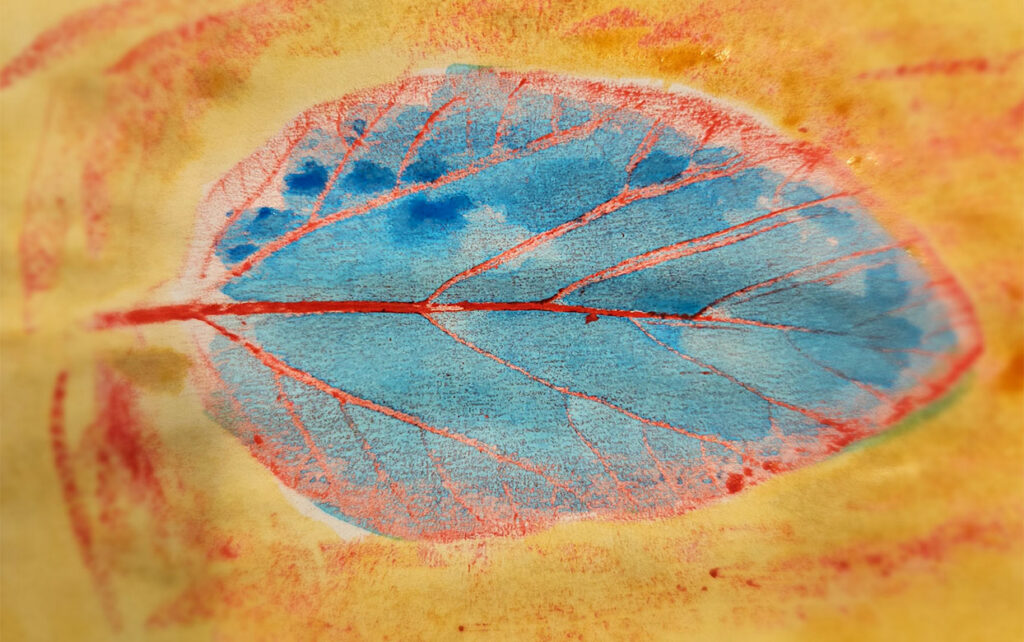Leaf Rubbings with Crayons and Watercolors