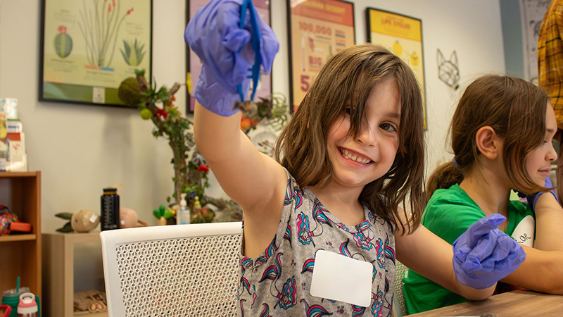 Girl Scouts at Looking at a Bug at Desert Botanical Garden