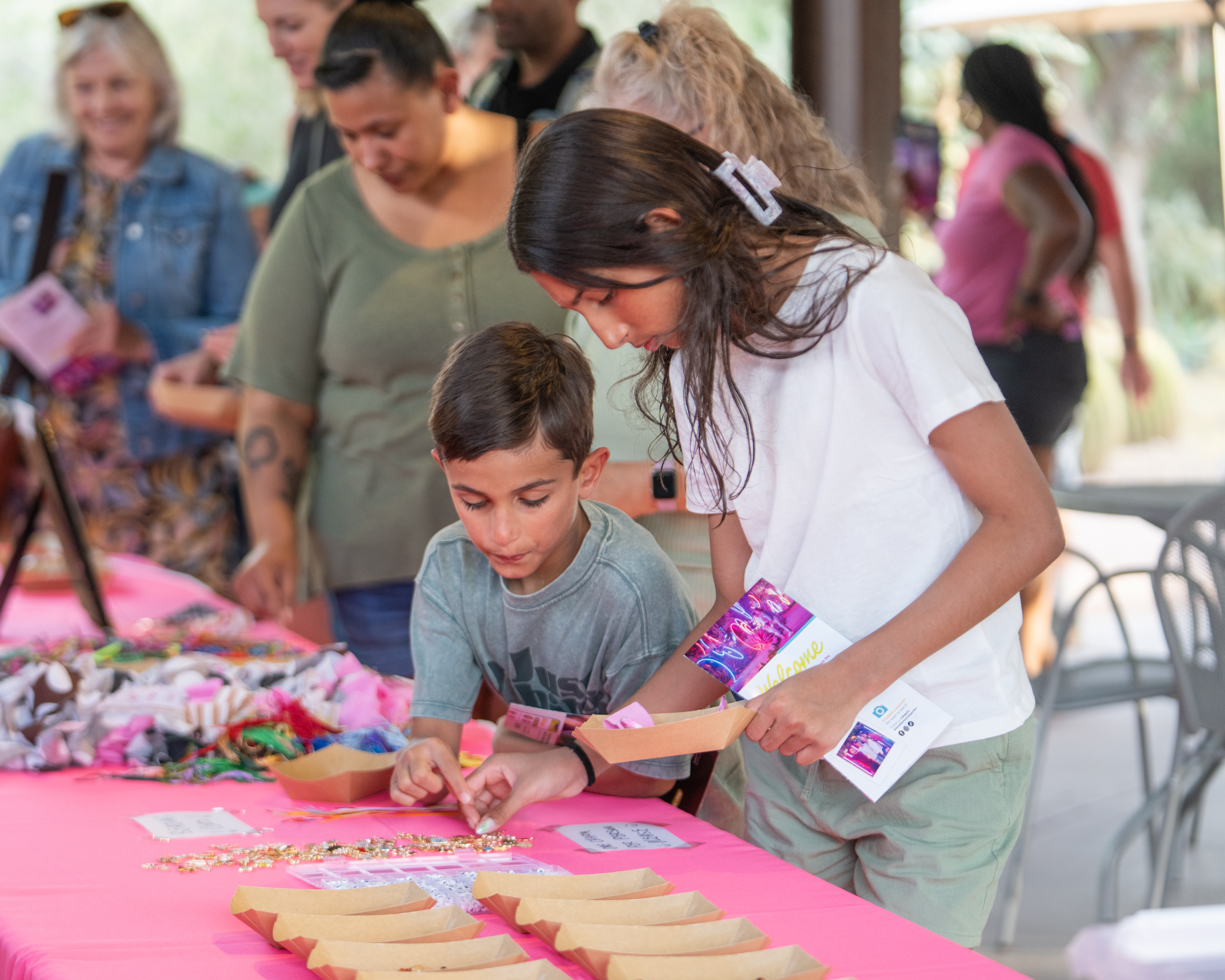 Girl Scouts at Looking at a Bug at Desert Botanical Garden