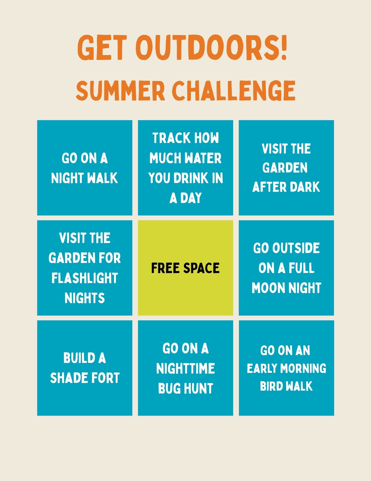 Get Outdoors-Summer Challenge-Bingo Sheet-2026